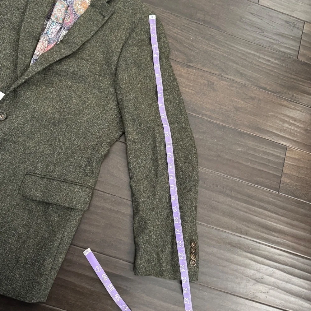 NWT Indochino Wool Blazer Olive Green with Floral Paisley Interior Yaletown 52